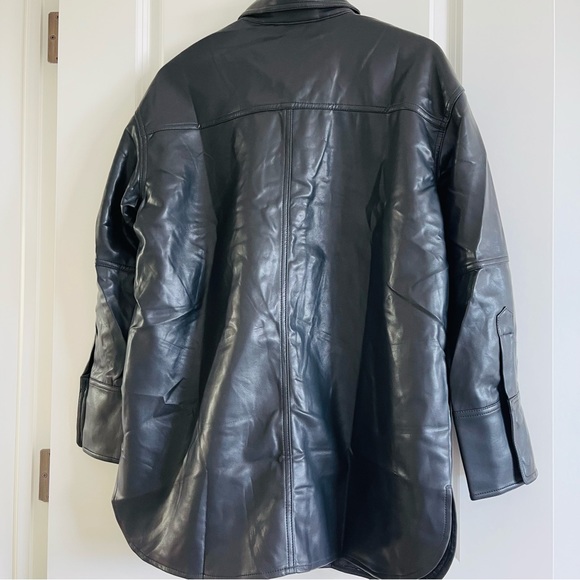 NWT Vintage style Women Faux Leather Blazer Jackets,Vegan Leather bottom/Medium - Picture 11 of 12